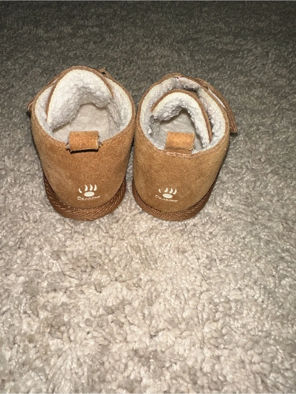 BearPaw Toddler Tan Velcro Fleece Booties